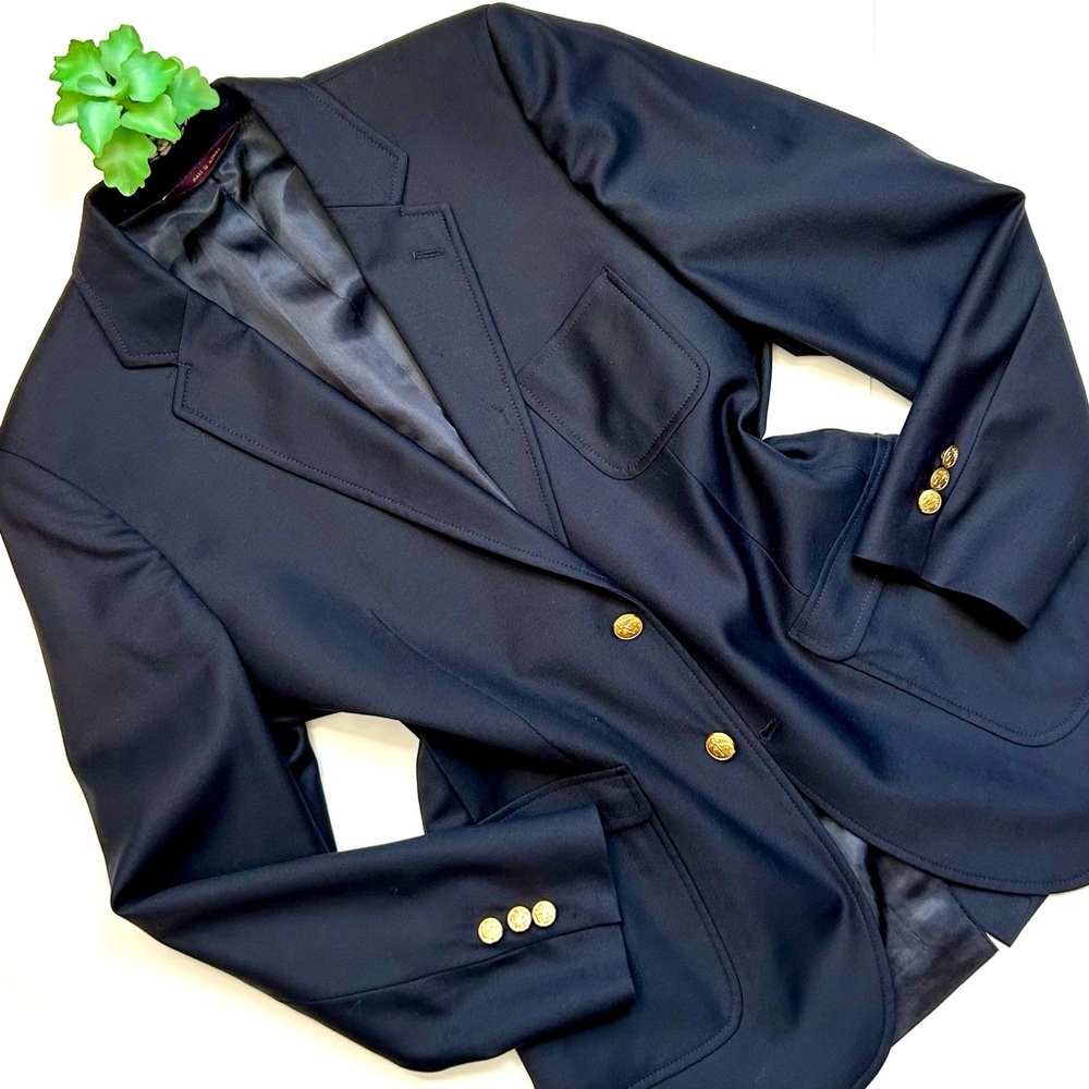 Loro Piana Brooks Brothers Blazer Boys 18 Black Super 120s Wool Gold Buttons - Picture 2 of 8